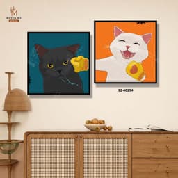 Bộ Đôi Tranh Canvas Cặp Đôi Mèo Dễ Thương , Decor Phòng Khách, Phòng Ngủ, Homestay, Spa, Khách Sạn – Huyền My Decor 9