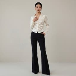 [ Hiền VNXK2] Áo Sơ Mi Nữ Tay Dài Lụa Satin Rút Rúm Eo - Tôn Dáng, Thanh Lịch hàng vnxk 1