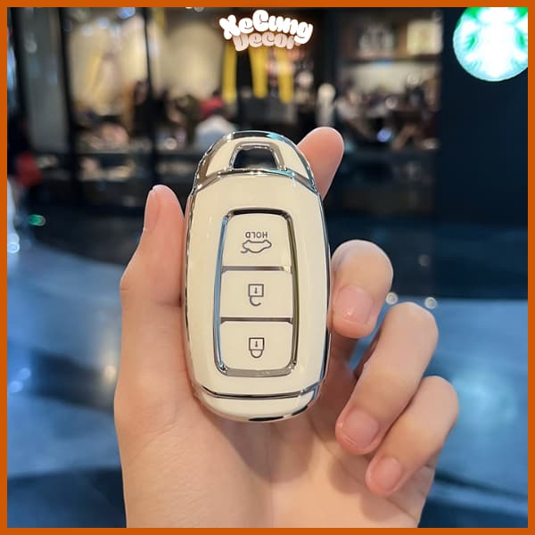 Ốp Chìa Khóa Xe Hyundai Smartkey 3 Nút TPU Dành Cho Accent 2018-2020, Kona, SantaFe Chống Trầy Xước, Chống Va Đập