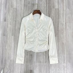 [ Hiền VNXK2] Áo Sơ Mi Nữ Tay Dài Lụa Satin Rút Rúm Eo - Tôn Dáng, Thanh Lịch hàng vnxk 7