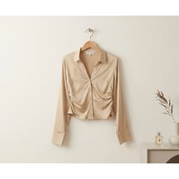 [ Hiền VNXK2] Áo Sơ Mi Nữ Tay Dài Lụa Satin Rút Rúm Eo - Tôn Dáng, Thanh Lịch hàng vnxk 5