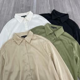[ Hiền VNXK2] Áo Sơ Mi Nữ Lụa Satin, Dáng Ngắn Croptop ,Tay Dài Cổ Đức Cài Cúc Phong Cách Hàn Quốc hàng vnxk 6