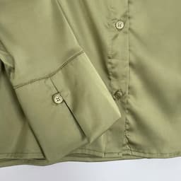 [ Hiền VNXK2] Áo Sơ Mi Nữ Lụa Satin, Dáng Ngắn Croptop ,Tay Dài Cổ Đức Cài Cúc Phong Cách Hàn Quốc hàng vnxk 7