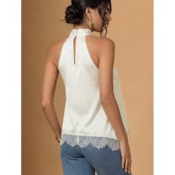 [ Hiền VNXK2] Áo Cổ Yếm Lụa Satin Nữ , Sát Nách Vạt Xéo Phối Ren Cao Cấp Sang Trọng Đi Chơi Tiệc hàng vnxk 3