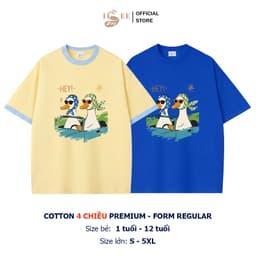 (9KG-100KG) Áo Phông Đồ Đôi Mẹ Và Bé ISEE VN Cotton 4 Chiều Cao Cấp In VỊT LÁI XE Form Regular Dành Cho Bé Và Người Lớn 1