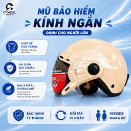 Nón Bảo Hiểm 1/2 GRS Helmets kính ngắn dáng trơn - Thể thao, trẻ trung, phù hợp cho vòng đầu 55-60cm 1