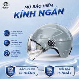 Mũ bảo hiểm 1/2 vân Camry, kính ngắn chống lóa, chắn gió cao cấp - Freesize, trẻ trung, năng động cho người dùng. 1