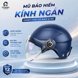 Mũ bảo hiểm 1/2 vân Camry có kính chắn gió - Gọn nhẹ, an toàn, thời trang với bảo hành 12 tháng. 1