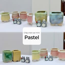 [mieugarden] Chậu men rạn form tròn nhiều mẫu size mini màu pastel trồng sen đá mini, lithops, cono 1