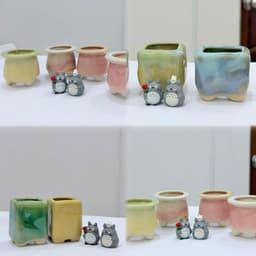 [mieugarden] Chậu men rạn form tròn nhiều mẫu size mini màu pastel trồng sen đá mini, lithops, cono 2