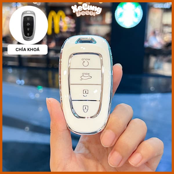Ốp Chìa Khóa Hyundai Smartkey TPU Cho SantaFe 2021-2022, Tucson 2022 Chống Trầy Xước