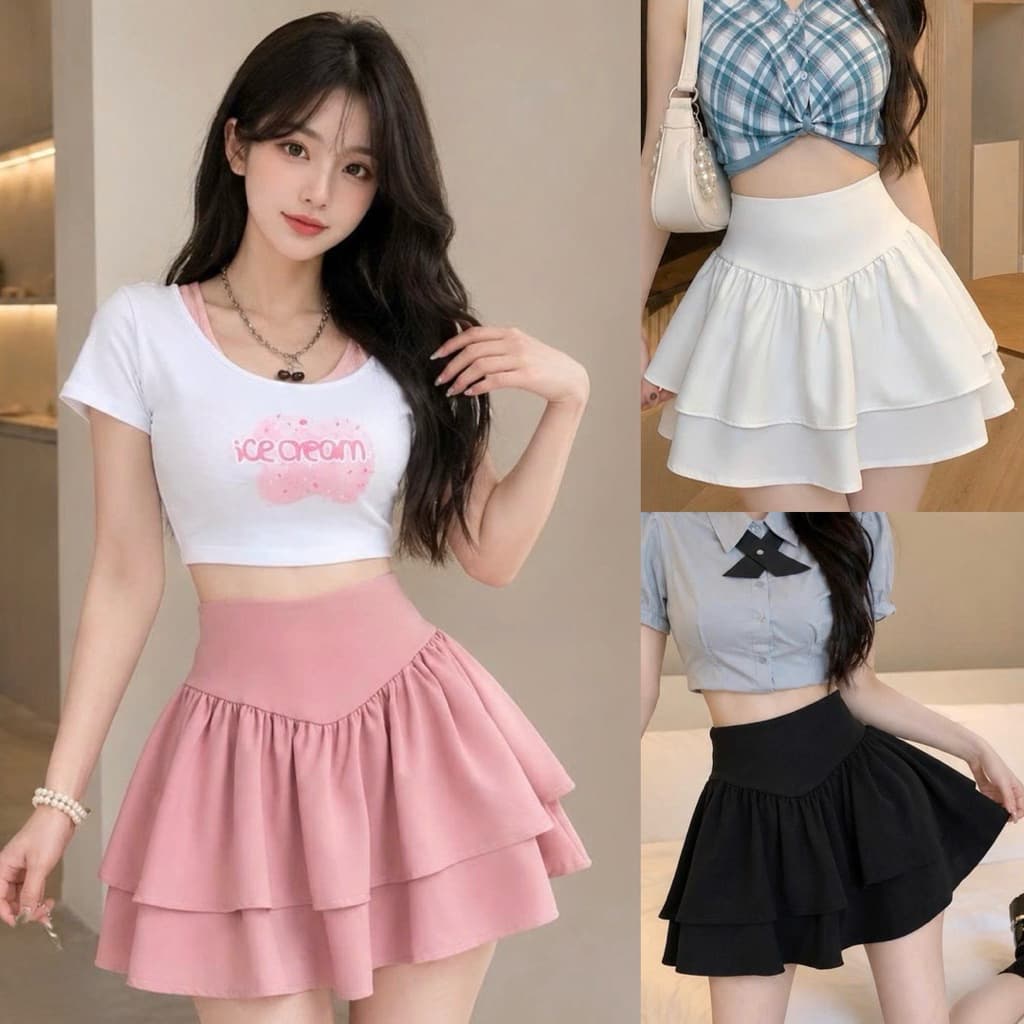 Chân váy nữ lưng cao dáng xoè 2 tầng cực xinh BYN BYN V71