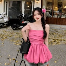 Áo kiểu nữ áo ống cúp ngực có mút tôn dáng hồng trắng đen BYN BYN A2001 3