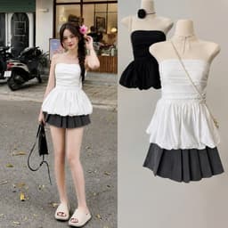 Áo kiểu nữ áo ống cúp ngực có mút tôn dáng hồng trắng đen BYN BYN A2001 4