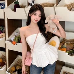 Áo kiểu nữ áo ống cúp ngực có mút tôn dáng hồng trắng đen BYN BYN A2001 5