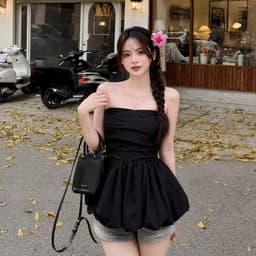 Áo kiểu nữ áo ống cúp ngực có mút tôn dáng hồng trắng đen BYN BYN A2001 8