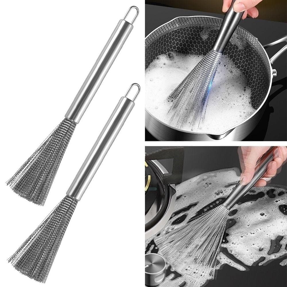 Chổi Cọ Chà Rửa Nồi, Chảo Inox Có Tay Cầm Không Rỉ Sét Giúp làm sạch vết bẩn cứng đầu