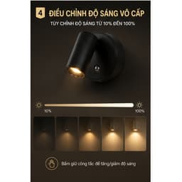 Đèn Đọc Sách Gắn Tường Nam Châm Xoay 360° COB 3W – 3 Chế Độ Ánh Sáng, Điều Chỉnh Độ Sáng Vô Cấp, Đèn Đầu Giường Phòng Ng 5