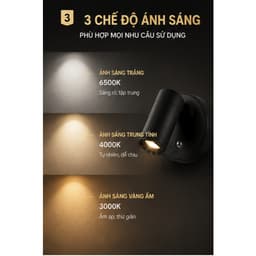 Đèn Đọc Sách Gắn Tường Nam Châm Xoay 360° COB 3W – 3 Chế Độ Ánh Sáng, Điều Chỉnh Độ Sáng Vô Cấp, Đèn Đầu Giường Phòng Ng 6