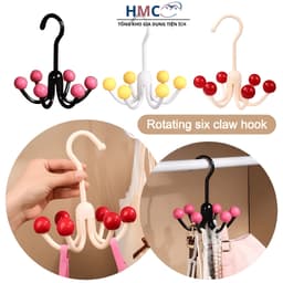 Móc treo đồ đa năng xoay 360 có 4 Chấu - 6 Chấu. Móc treo cà vạt, dây nịt đa năng xoay 360 độ 1