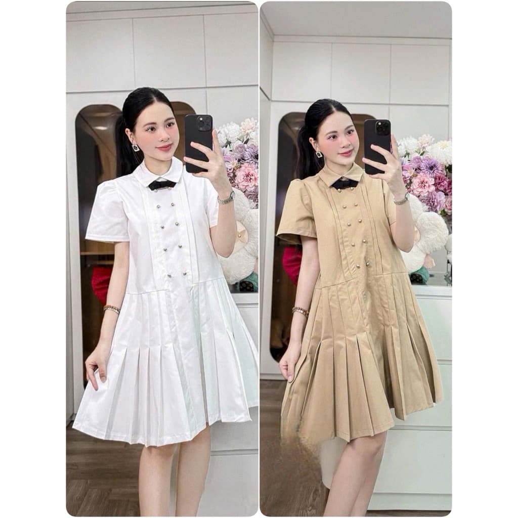 <Đầm Bầu Quynhanhhouse> (NH CLOTHING)Váy suông Váy kaki chân dập kèm đai nơ M11904 sm