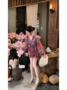 Váy tơ hoa chéo ngực chun eo xinh yêu 4