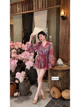 Váy tơ hoa chéo ngực chun eo xinh yêu 3