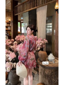 Váy tơ hoa chéo ngực chun eo xinh yêu 6