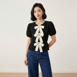 [ Hiền VNXK2] Áo Thun Xốp Tay Ngắn Nữ,Tay Phồng,Cột Nơ Sang Trọng -Áo Thun kiểu Hàn Quốc Đi Chơi Đi Làm Thoải Mái 1