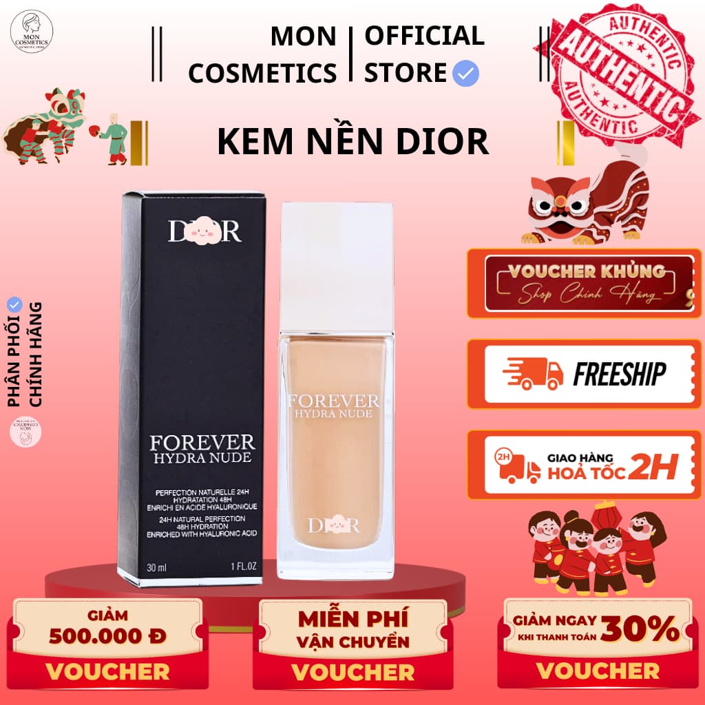 Kem Nền DIOR Forever Skin Glow_30ml - Dưỡng Ẩm, Bền Màu Đến 24H, Căng Bóng Tự Nhiên, Rạng Rỡ Tức Thì