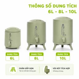 Bình Đựng Nước Có Vòi Rót 3946 Việt Nhật 6L 8L 10L, Thiết Kế Chân Đỡ Tiện Lợi GD378 5