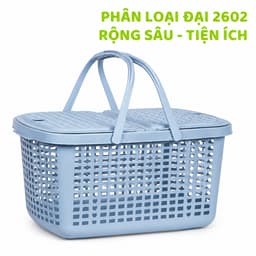 Làn Nhựa Lòng Sâu Có Nắp Đậy 2602 Việt Nhật Quai Xách Chắc Chắn Đựng Đồ Đi Chợ Đa Năng Bền Đẹp GD380 9