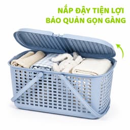 Làn Nhựa Lòng Sâu Có Nắp Đậy 2602 Việt Nhật Quai Xách Chắc Chắn Đựng Đồ Đi Chợ Đa Năng Bền Đẹp GD380 5