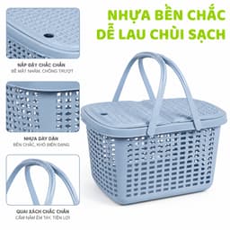 Làn Nhựa Lòng Sâu Có Nắp Đậy 2602 Việt Nhật Quai Xách Chắc Chắn Đựng Đồ Đi Chợ Đa Năng Bền Đẹp GD380 4