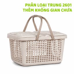 Làn Nhựa Lòng Sâu Có Nắp Đậy 2602 Việt Nhật Quai Xách Chắc Chắn Đựng Đồ Đi Chợ Đa Năng Bền Đẹp GD380 8
