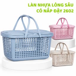 Làn Nhựa Lòng Sâu Có Nắp Đậy 2602 Việt Nhật Quai Xách Chắc Chắn Đựng Đồ Đi Chợ Đa Năng Bền Đẹp GD380 3