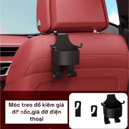 Giá đỡ cốc nước điện thoại kiêm 2 móc treo đồ treo sau ghế ô tô và Combo 2 Túi Trong Suốt Đựng Bình Ly Giữ Nhiệt. LMS 4