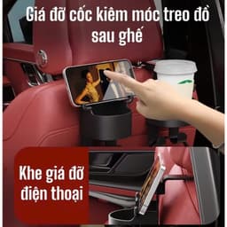 Giá đỡ cốc nước điện thoại kiêm 2 móc treo đồ treo sau ghế ô tô và Combo 2 Túi Trong Suốt Đựng Bình Ly Giữ Nhiệt. LMS 2