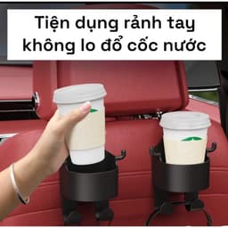Giá đỡ cốc nước điện thoại kiêm 2 móc treo đồ treo sau ghế ô tô và Combo 2 Túi Trong Suốt Đựng Bình Ly Giữ Nhiệt. LMS 3