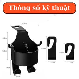 Giá đỡ cốc nước điện thoại kiêm 2 móc treo đồ treo sau ghế ô tô và Combo 2 Túi Trong Suốt Đựng Bình Ly Giữ Nhiệt. LMS 5