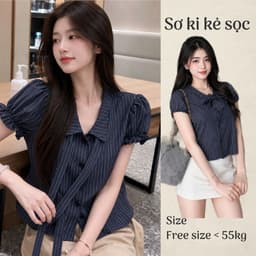 Áo sơ mi nữ kẻ sọc tay bồng xinh đẹp mẫu mới cực xinh BYN BYN SMD26 3