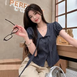 Áo sơ mi nữ kẻ sọc tay bồng xinh đẹp mẫu mới cực xinh BYN BYN SMD26 2