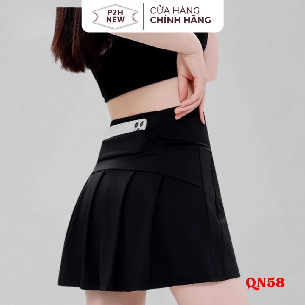 Chân Váy Ngắn 2 Lớp Thể Thao Xếp Ly Sau Có Ngăn Để Điện Thoại P2HNEW QN58