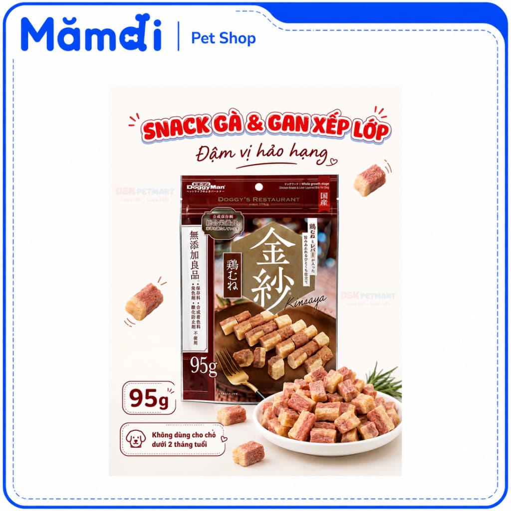 Snack Cho Chó DoggyMan Doggy's Restaurant 95g | Thịt Gà, Ức Gà, Gan Gà, Rau Củ Mềm Thưởng Huấn Luyện