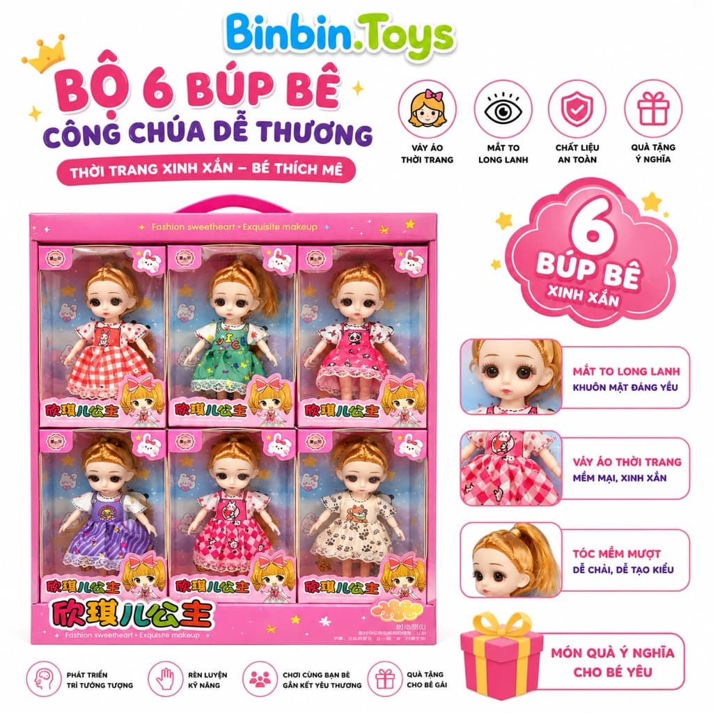 Hộp Búp bê công chúa mini dễ thương cho bé gái sưu tầm