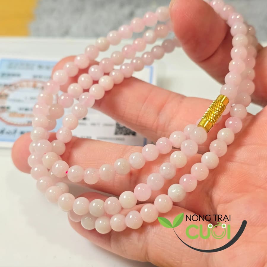 Chuỗi Cam Thach Quấn Tay Trắng Trợ Dây Hồng type A, 4.8mm 4133 - Nông Trại Cười