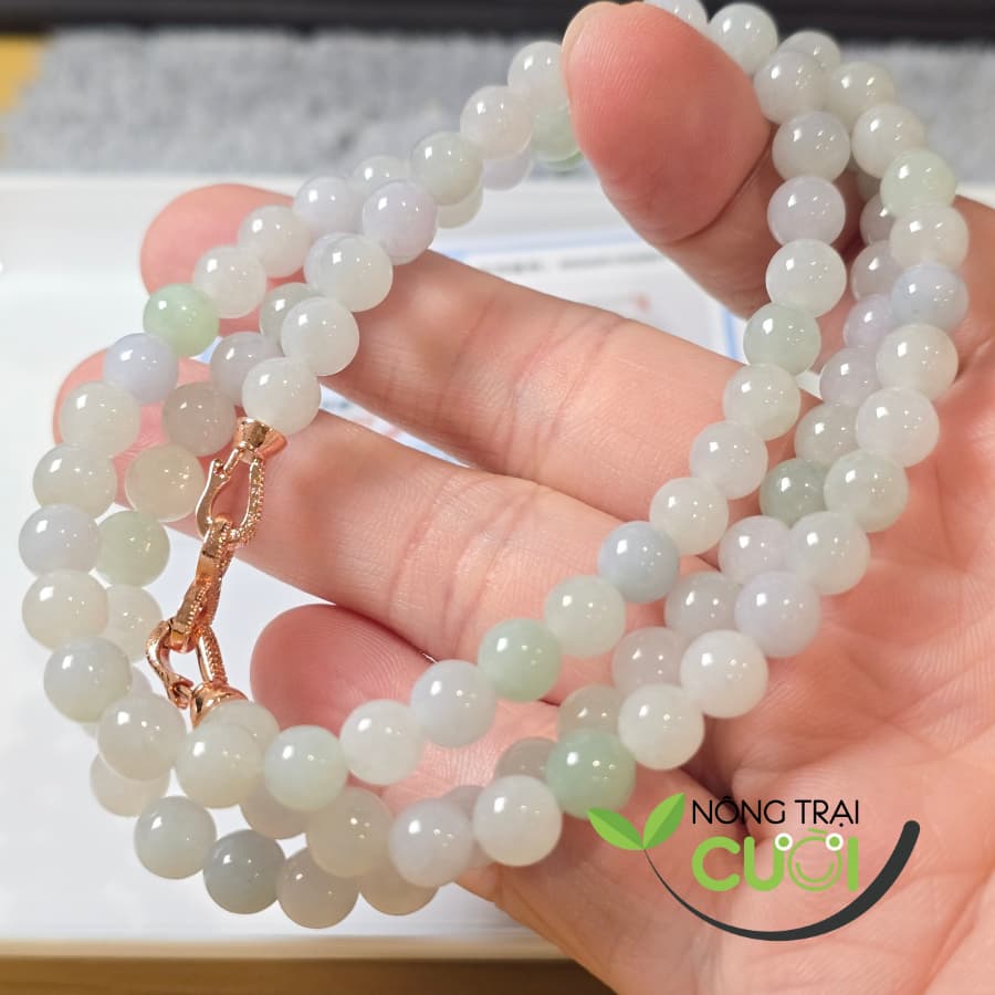 Chuỗi Quấn Tay Cam Thach Lục Đa Bảo type A, hạt 6.4mm, độ hoàn hảo cao - Nông Trại Cười