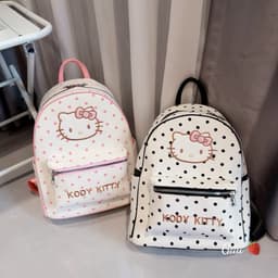 Balo đi học đi làm size 40 hoạ tiết mèo chấm bi thêu chữ nổi KODY KITY sieu xinh size to rộng đa năng tiện dụng 8