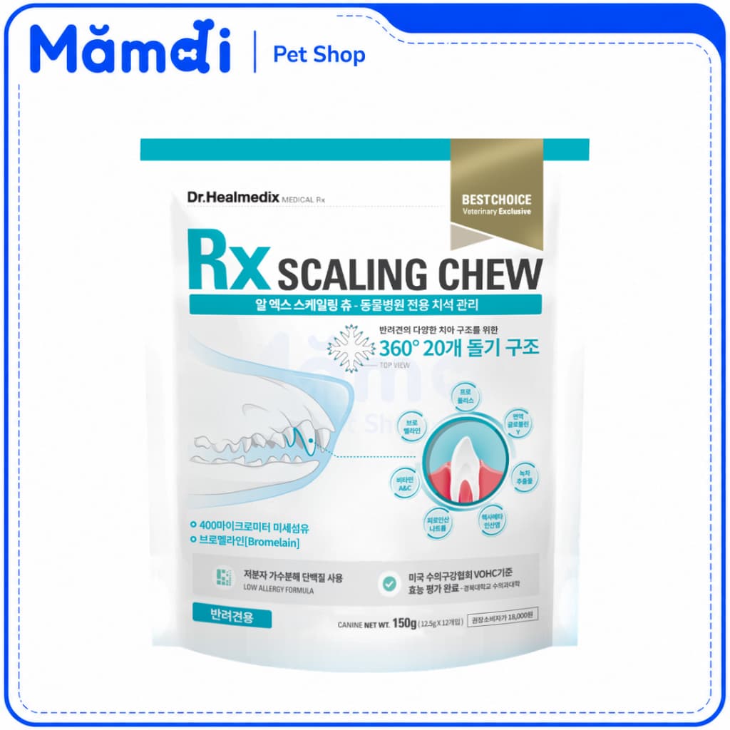 Bánh Gặm Chăm Sóc Răng Dr.Healmedix RX Scaling Chew 150g Cho Chó | Snack Nhai Hỗ Trợ Giảm Mảng Bám