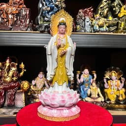 Tượng Phật quan âm bồ tát 3 mặt .in 3D . cao 27 cm. siêu nét. vẽ thủ công chi tiết 2